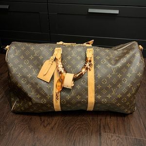 Louis Vuitton Brown and Tan Travel Bag